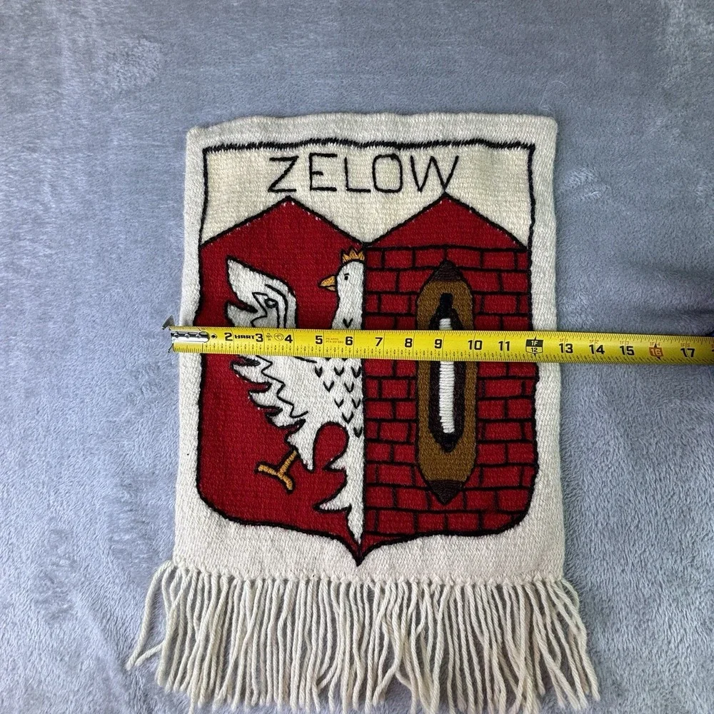 VTG Handwoven Tapestry Wall Hanging Rug Bird Zelow Poland Fringe Nature 13 X 20